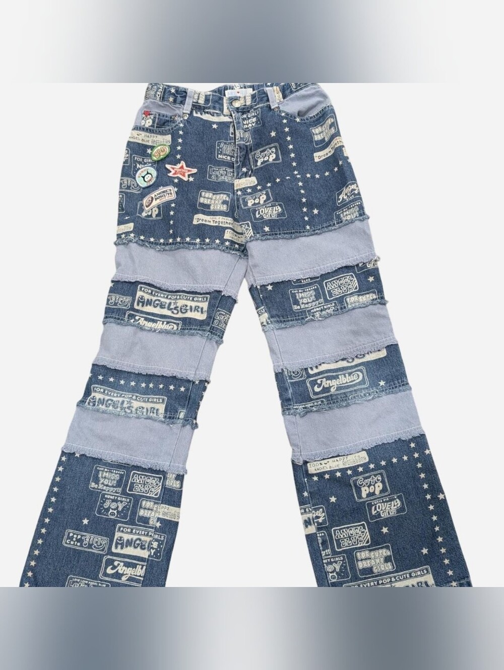 J-Style Angel Blue Patchwork Jeans (Small, 24")
